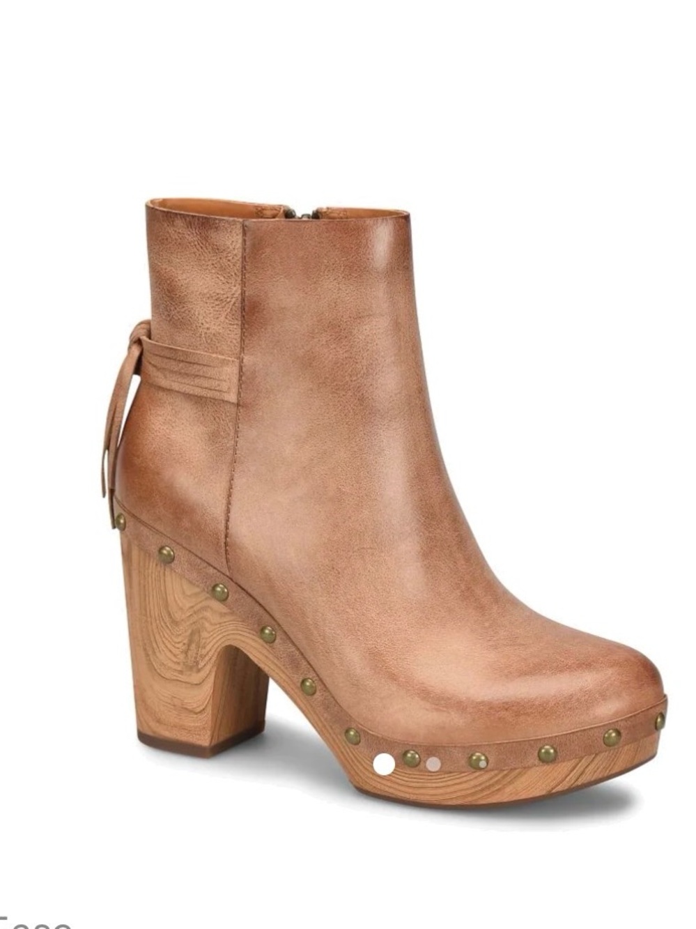 Kork-Ease Dianna Tan Leather Ankle Clog Bootie